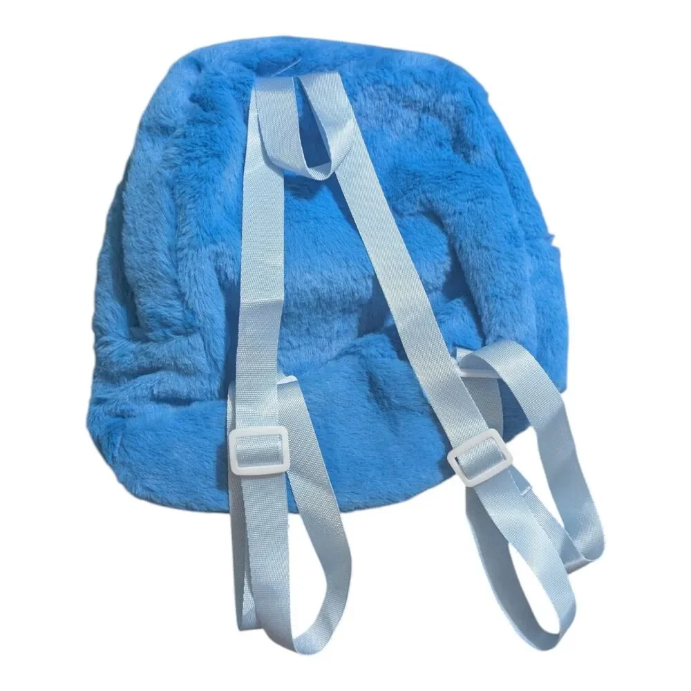 Blue Plush Mini Backpack Kids Cute Alien Character Small Bag - Picture 3 of 4